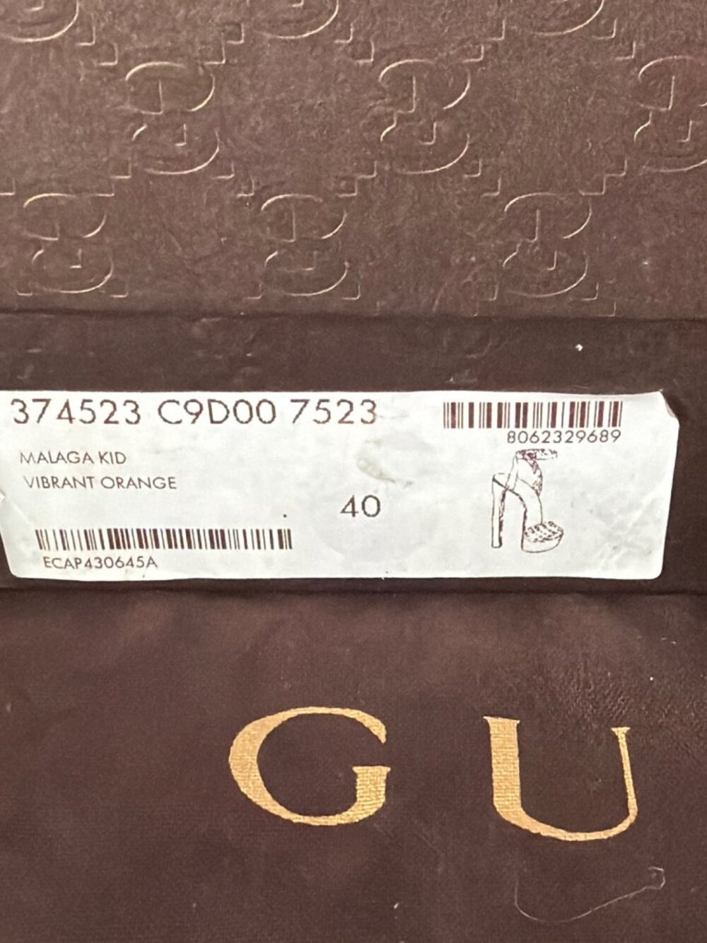 Authentic Gucci Malaga Kid Orange Leather Studded Heels EU40 US9/9.5 w/COA & Box - Picture 6 of 16